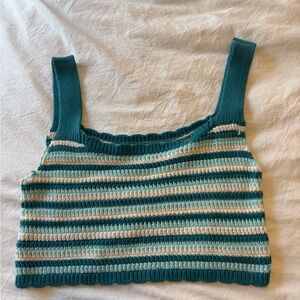 Wild Fable Teal and Cream Knit Top